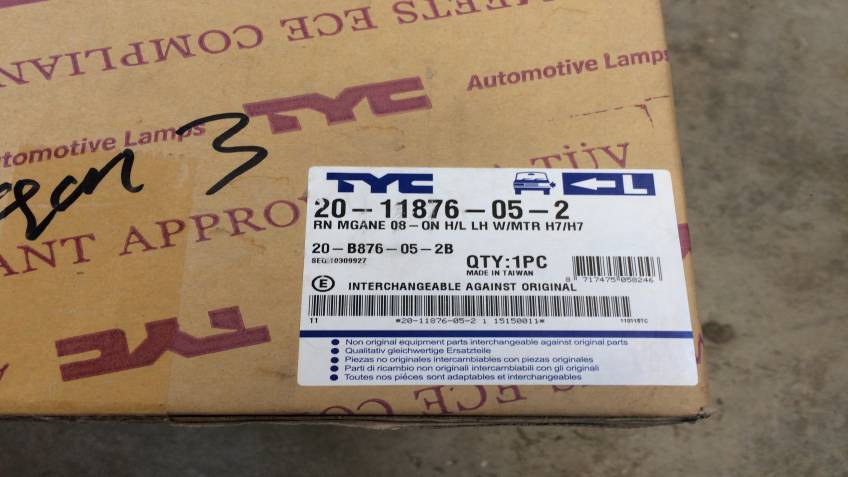 Renault Megane 2008 Serisi Ön Sol Far Yan Sanayi