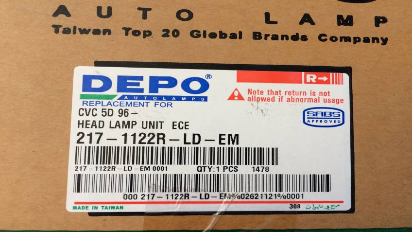 Honda civic 5D 1996/1999 Serisi Sağ Far Yan Sanayi