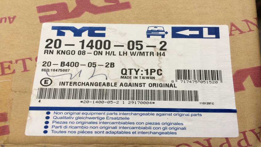 Renault Kangoo 2008 Sonrası Sol Far Yan Sanayi