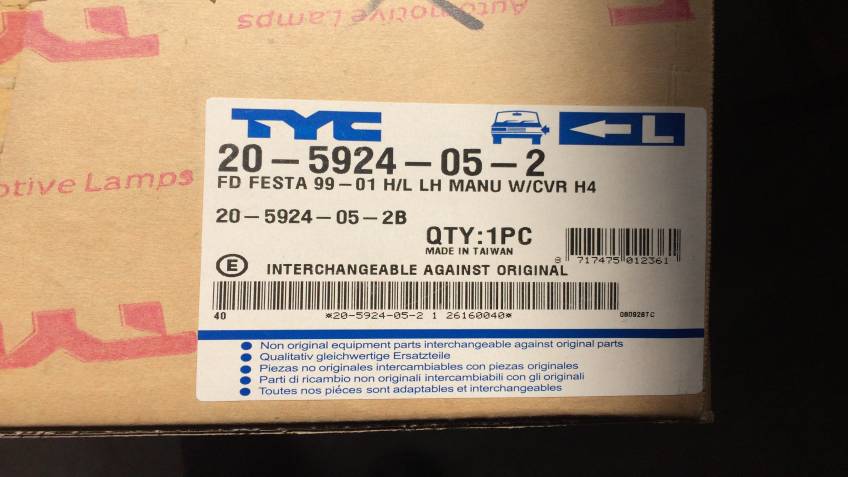 Ford fiesta 99/2001 Serisi Sol Far Yan Sanayi