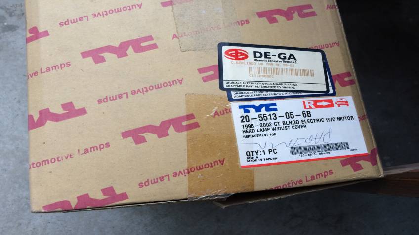 Citroen Blngo 96/2002 Serisi Sol Far Yan Sanayi