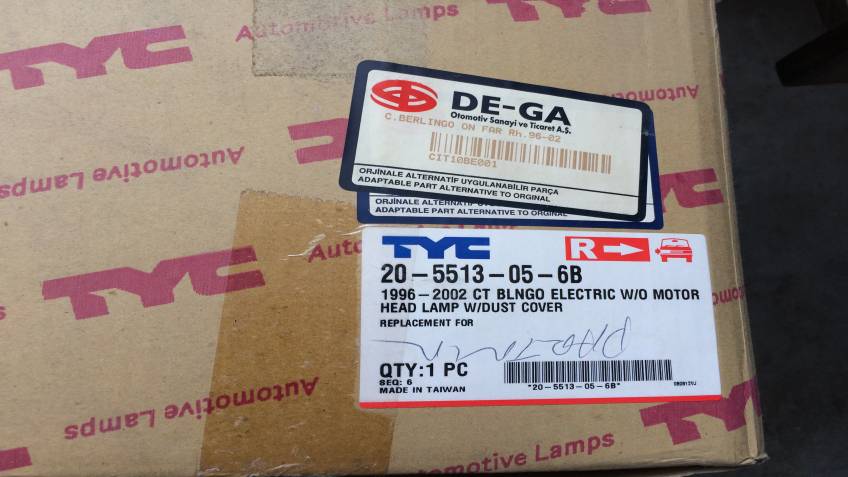 Citroen Blngo 96/2002 Serisi Sağ Far Yan Sanayi