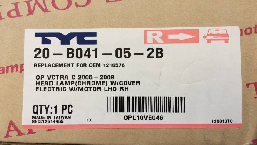 Opel Vectra C 2005/2008 Serisi Sağ Far Yan Sanayi