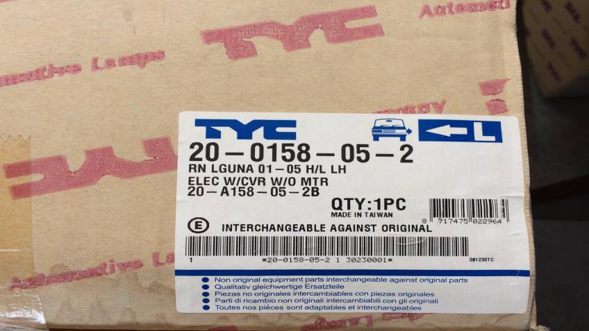 Renault Laguna 2001/2005 Serisi Sol Far Yan Sanayi